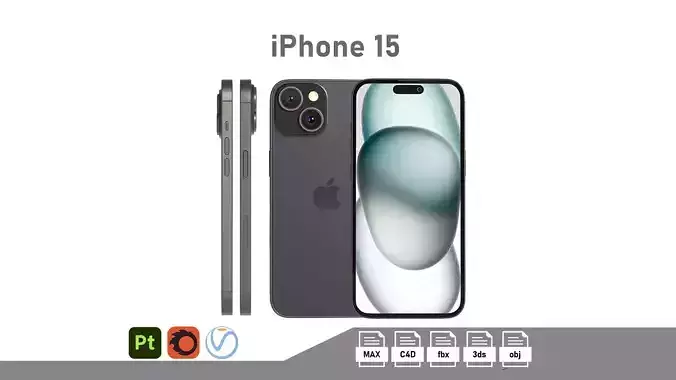 Apple iPhone 15 Black Low-poly 3D model