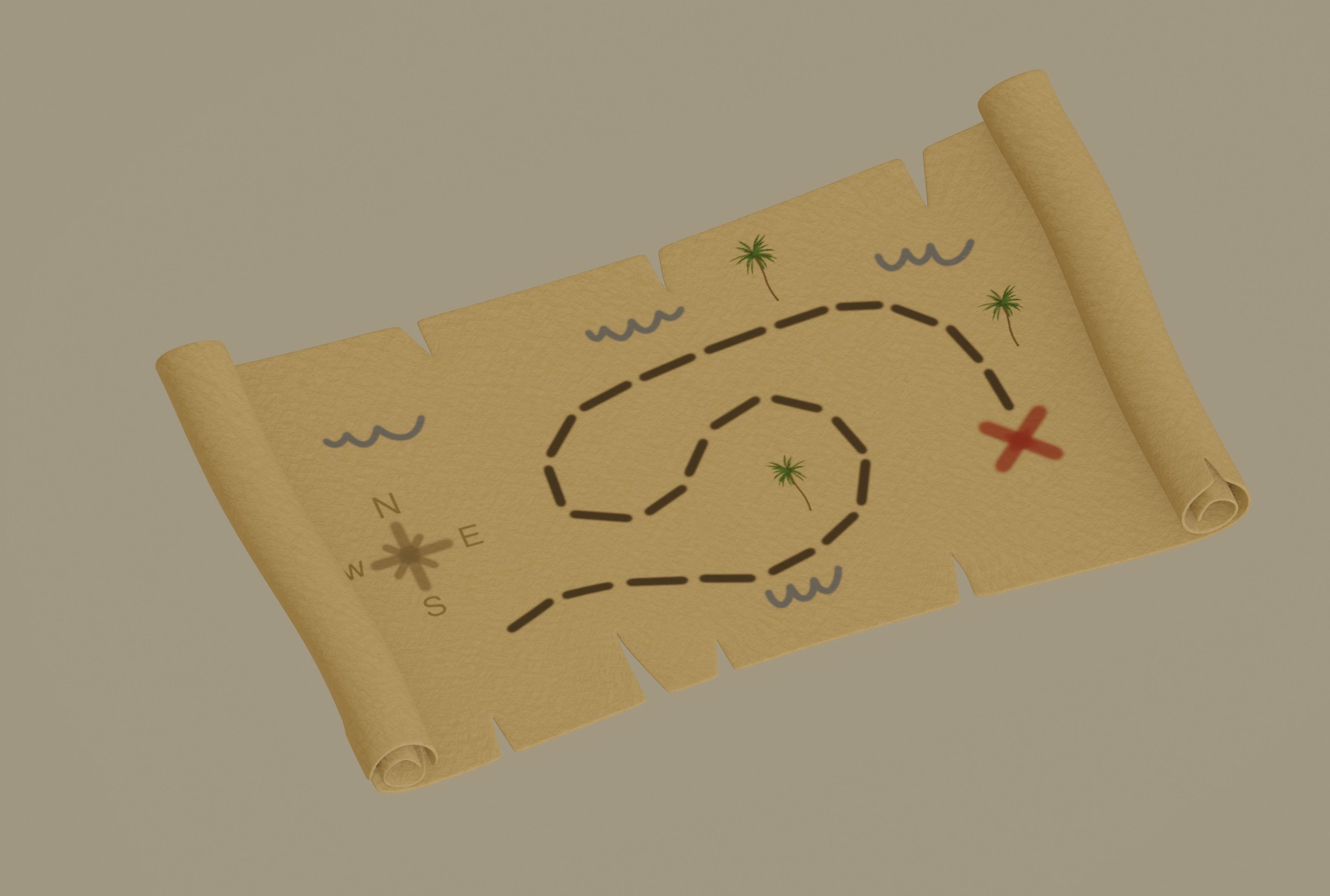 Pirate Map 3D model_2