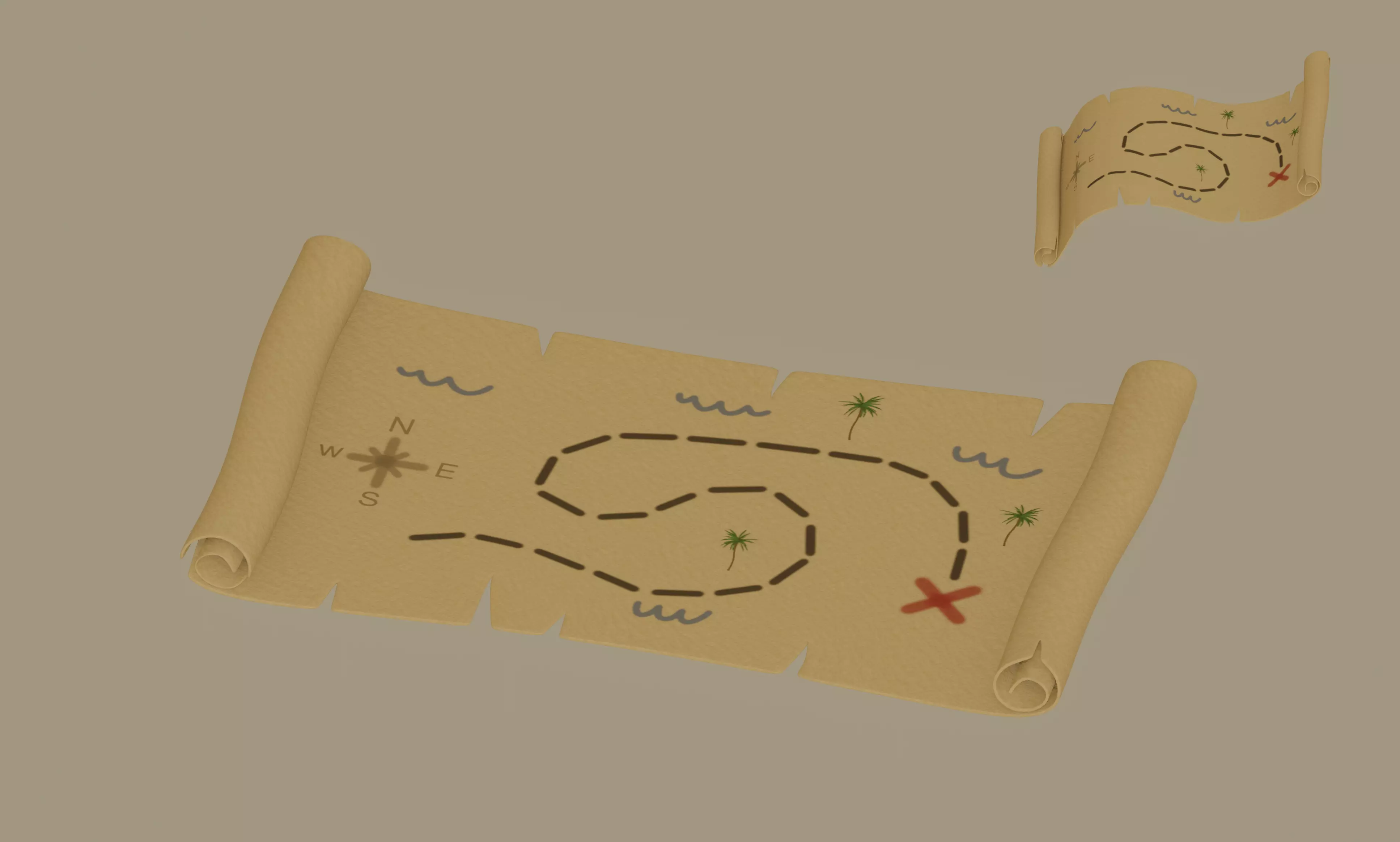 Pirate Map 3D model_0