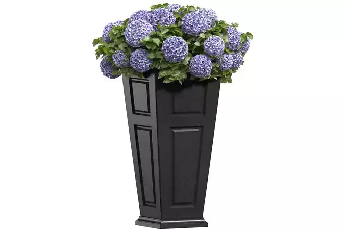 Contemporary Art Deco Hydrangea in Stone Pot Vase Patio 