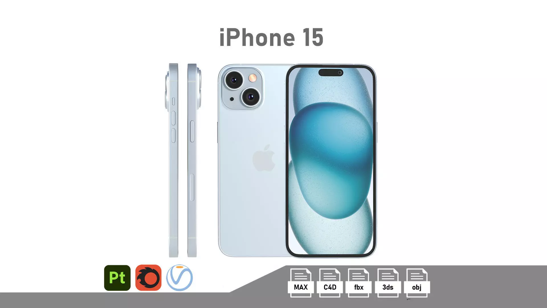 Apple iPhone 15 Blue Low-poly 3D model