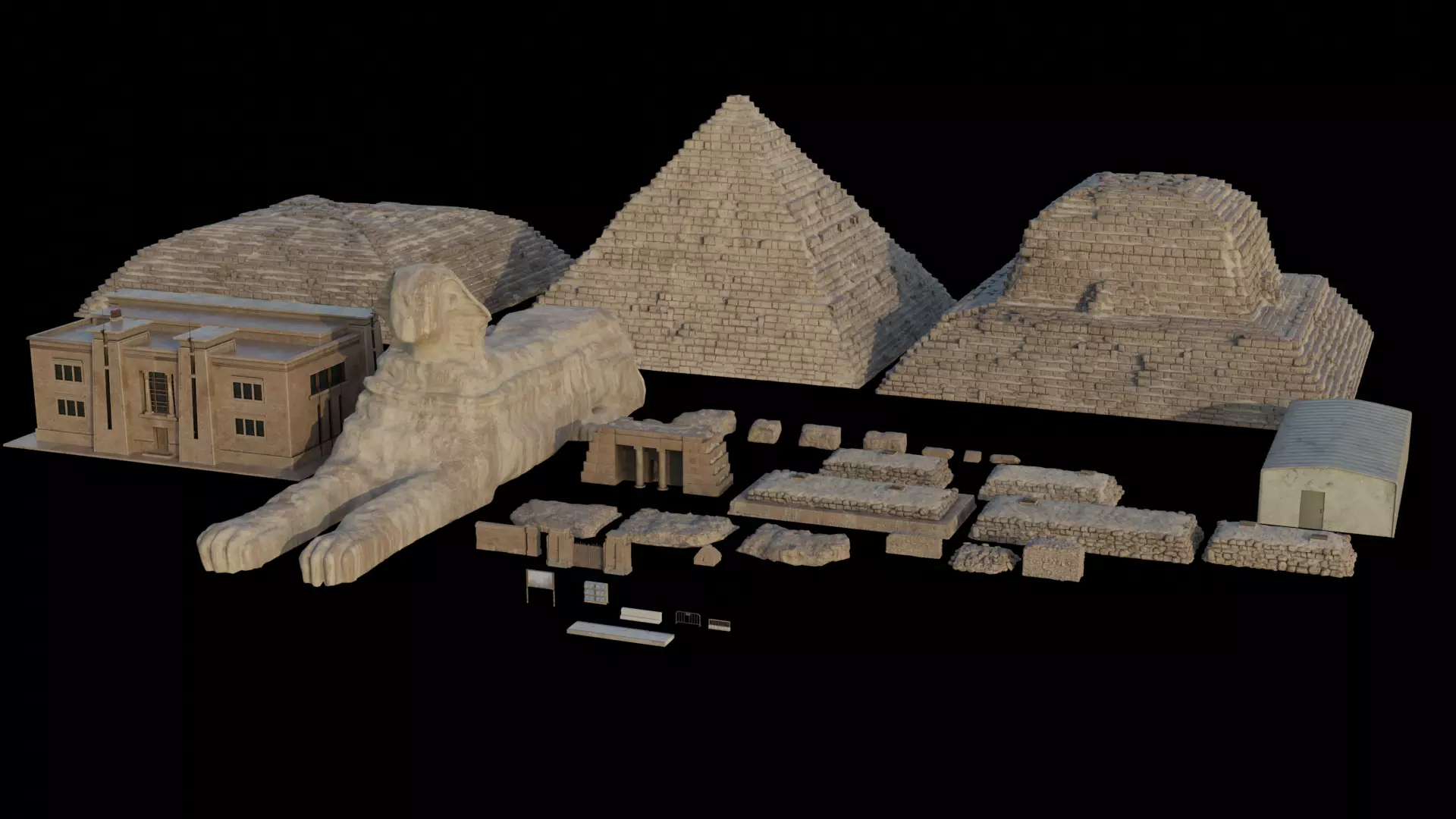 Egypt Giza assets Low-poly 3D model