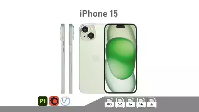 Apple iPhone 15 Green Low-poly 3D model