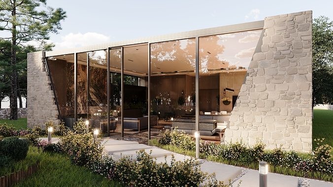 Office Interior and Winter Garden Exterior Design 3D Model 3D model 6