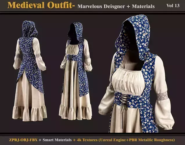 Medieval Outfit- MD-Clo3d - Smart Material - 4K Textures