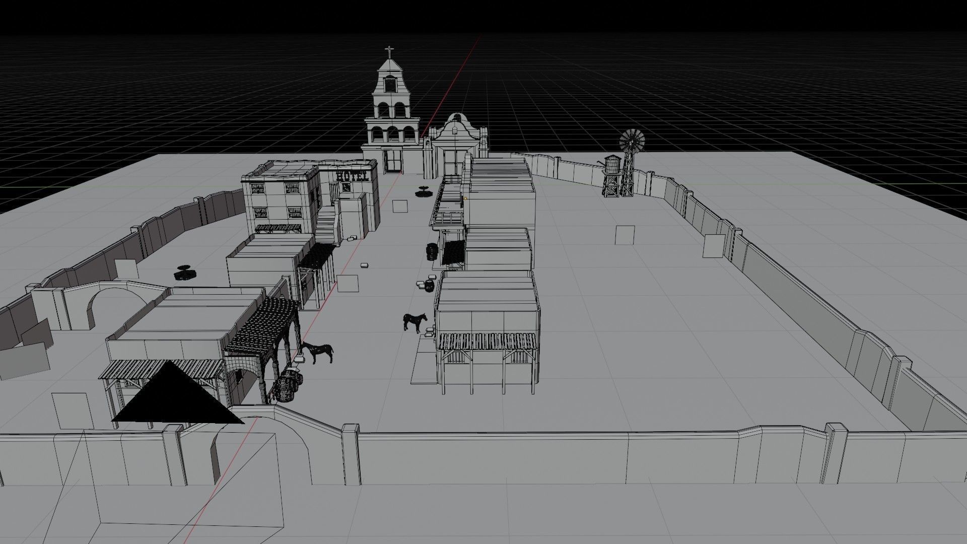 MEXICAN low poly western cowboy village in kit Low-poly 3D model_7