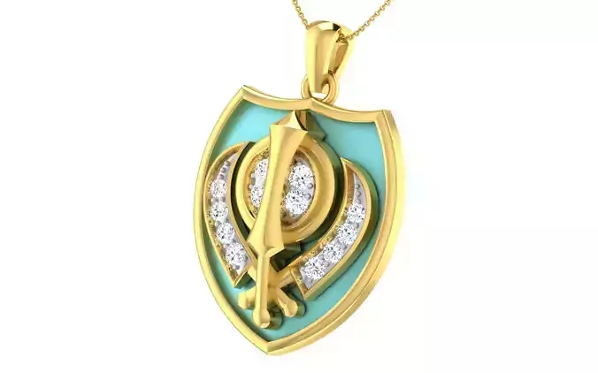 light weight yellow gold  diamond pendent -ZA PN 3182