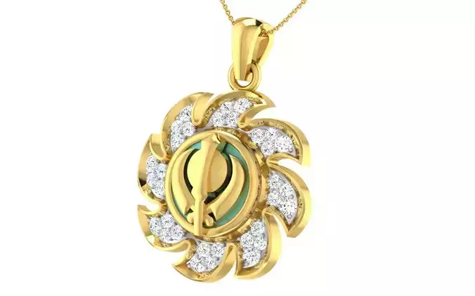 light weight yellow gold  diamond pendent -ZA PN 3183