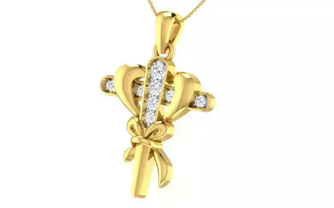 light weight yellow gold  diamond pendent -ZA PN 3194