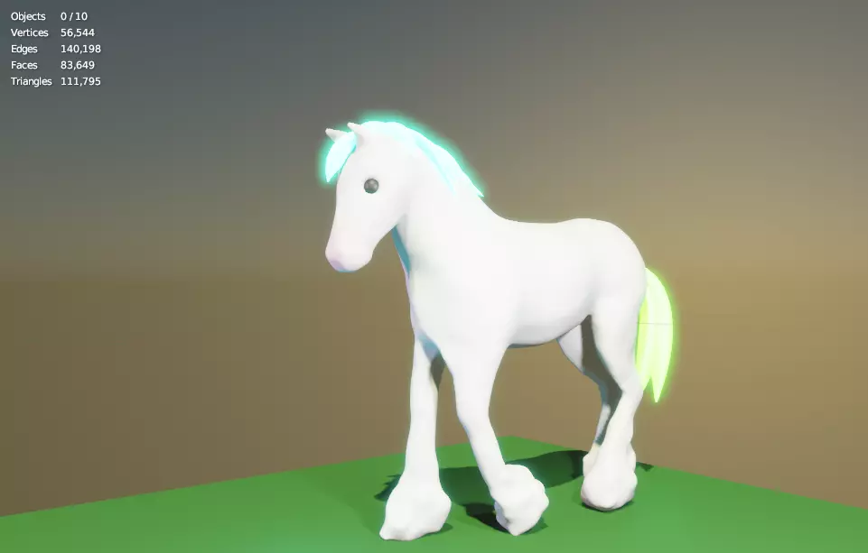 White friesian horse 3D model_0