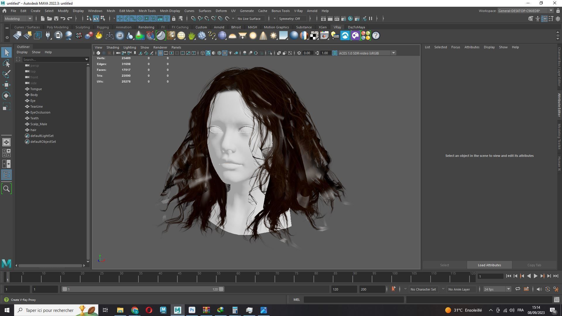 Realistic Female Curly Hair Low-poly 3D model_15