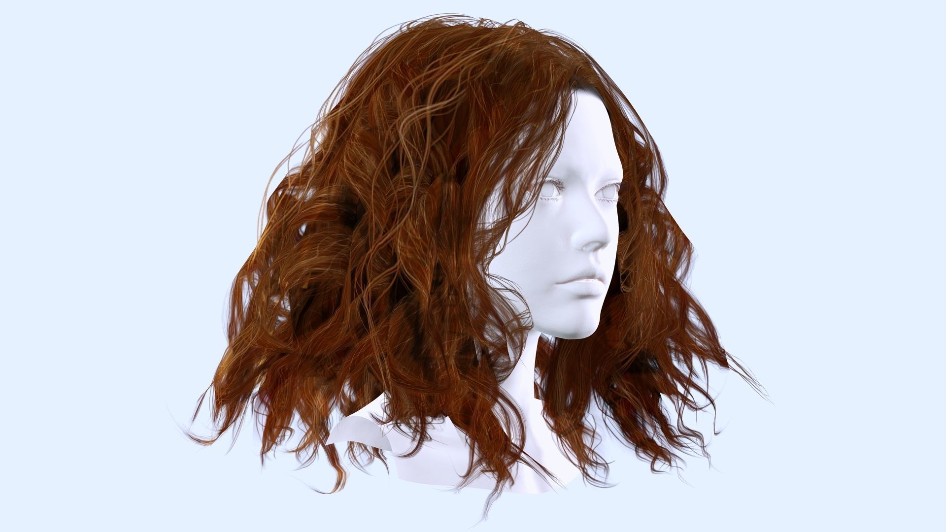 Realistic Female Curly Hair Low-poly 3D model_6
