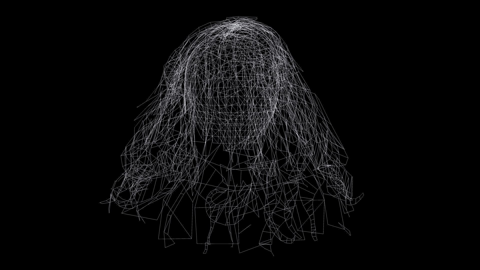 Realistic Female Curly Hair Low-poly 3D model_13