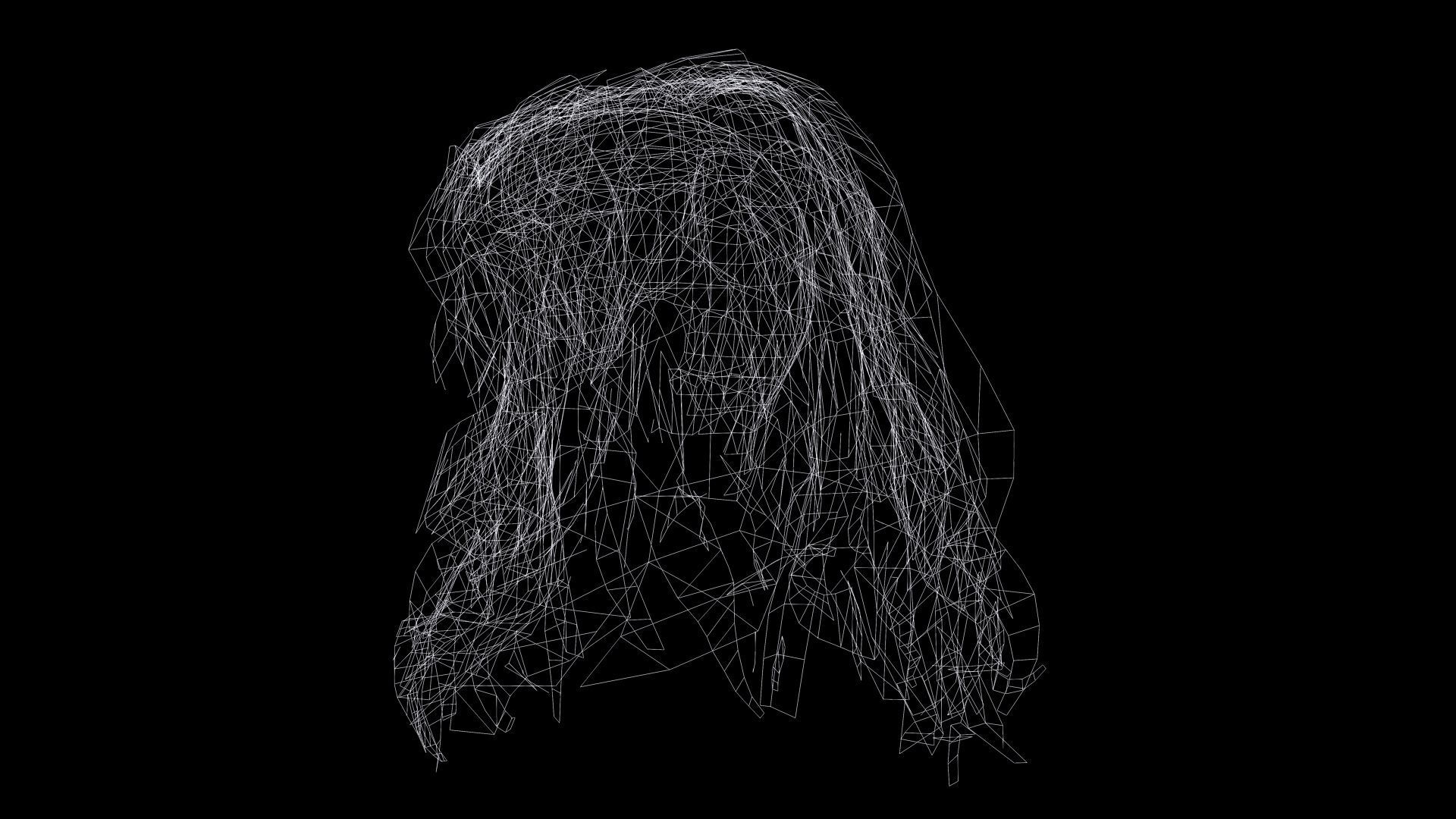 Realistic Female Curly Hair Low-poly 3D model_11