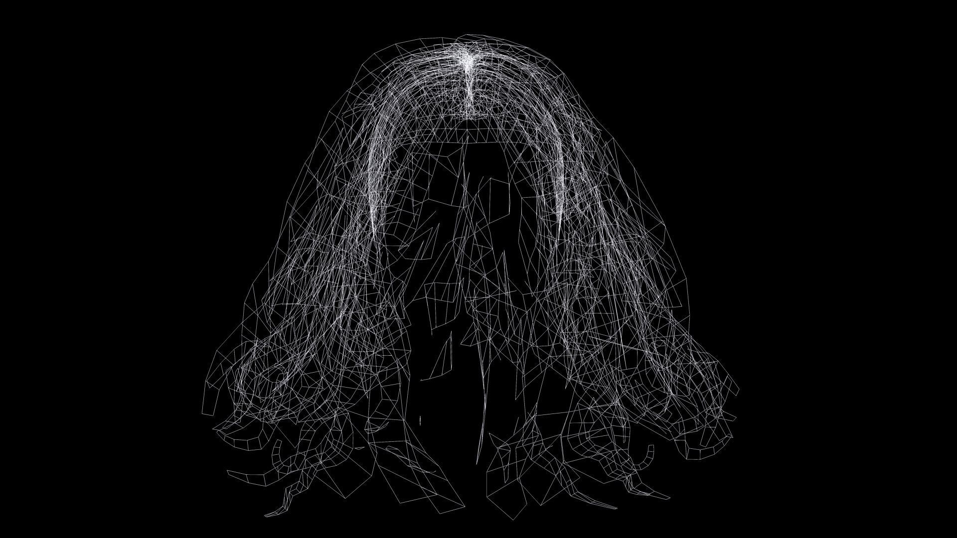 Realistic Female Curly Hair Low-poly 3D model_10