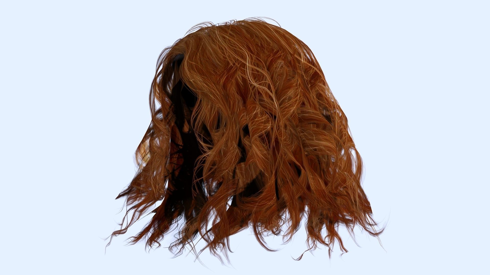 Realistic Female Curly Hair Low-poly 3D model_8
