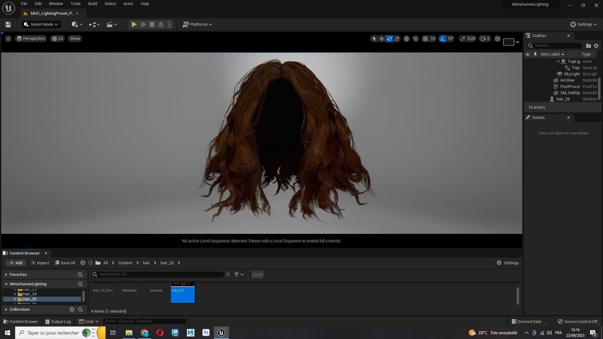 Realistic Female Curly Hair Low-poly 3D model_21