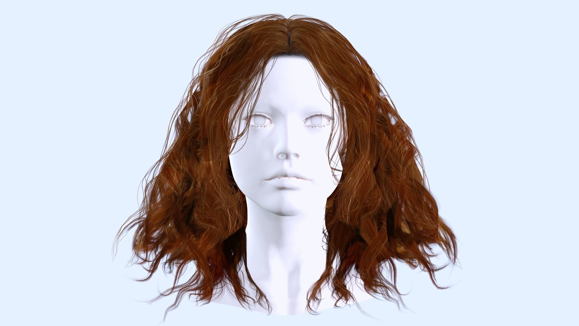 Realistic Female Curly Hair Low-poly 3D model_1