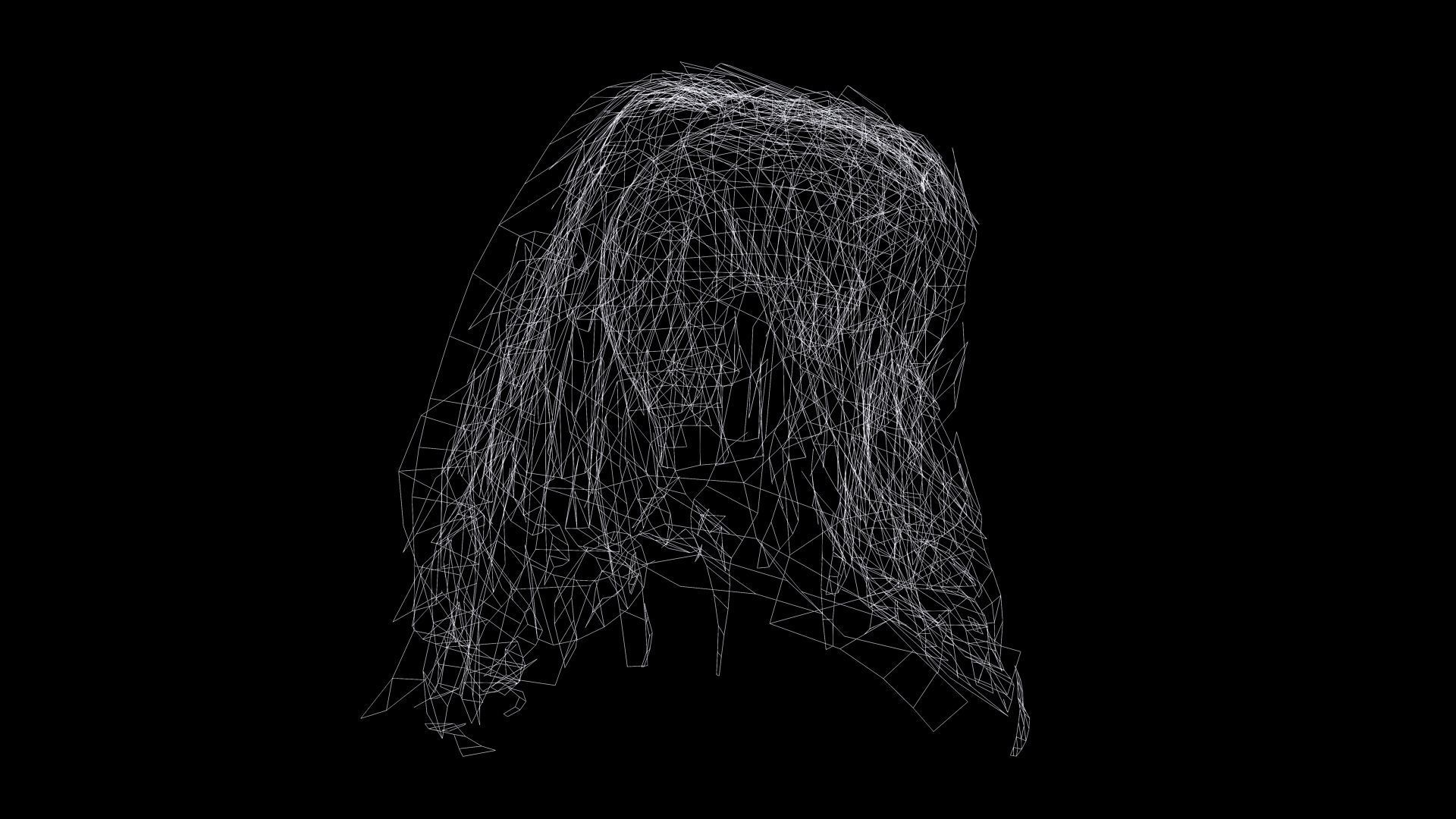 Realistic Female Curly Hair Low-poly 3D model_12