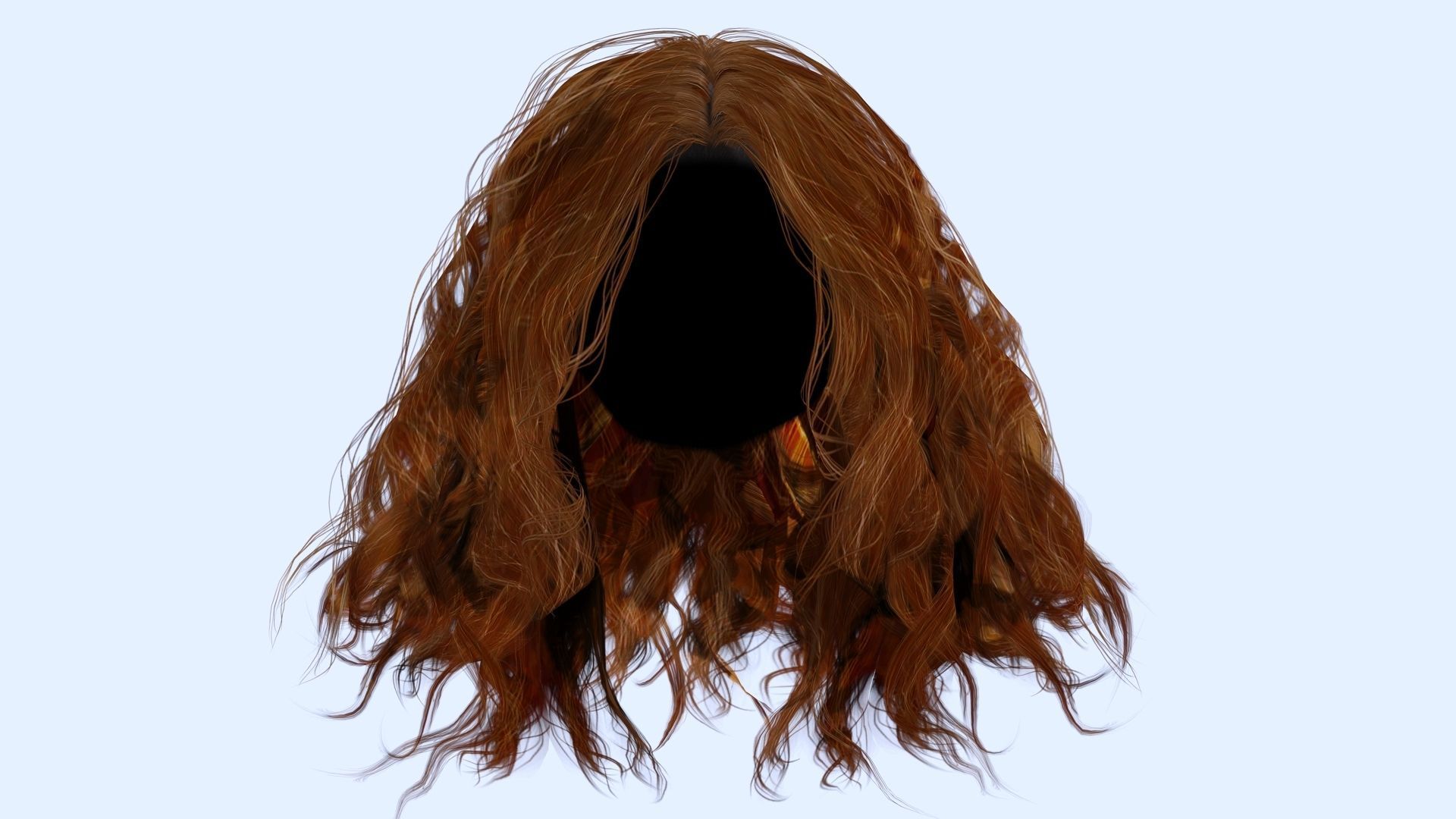 Realistic Female Curly Hair Low-poly 3D model_9