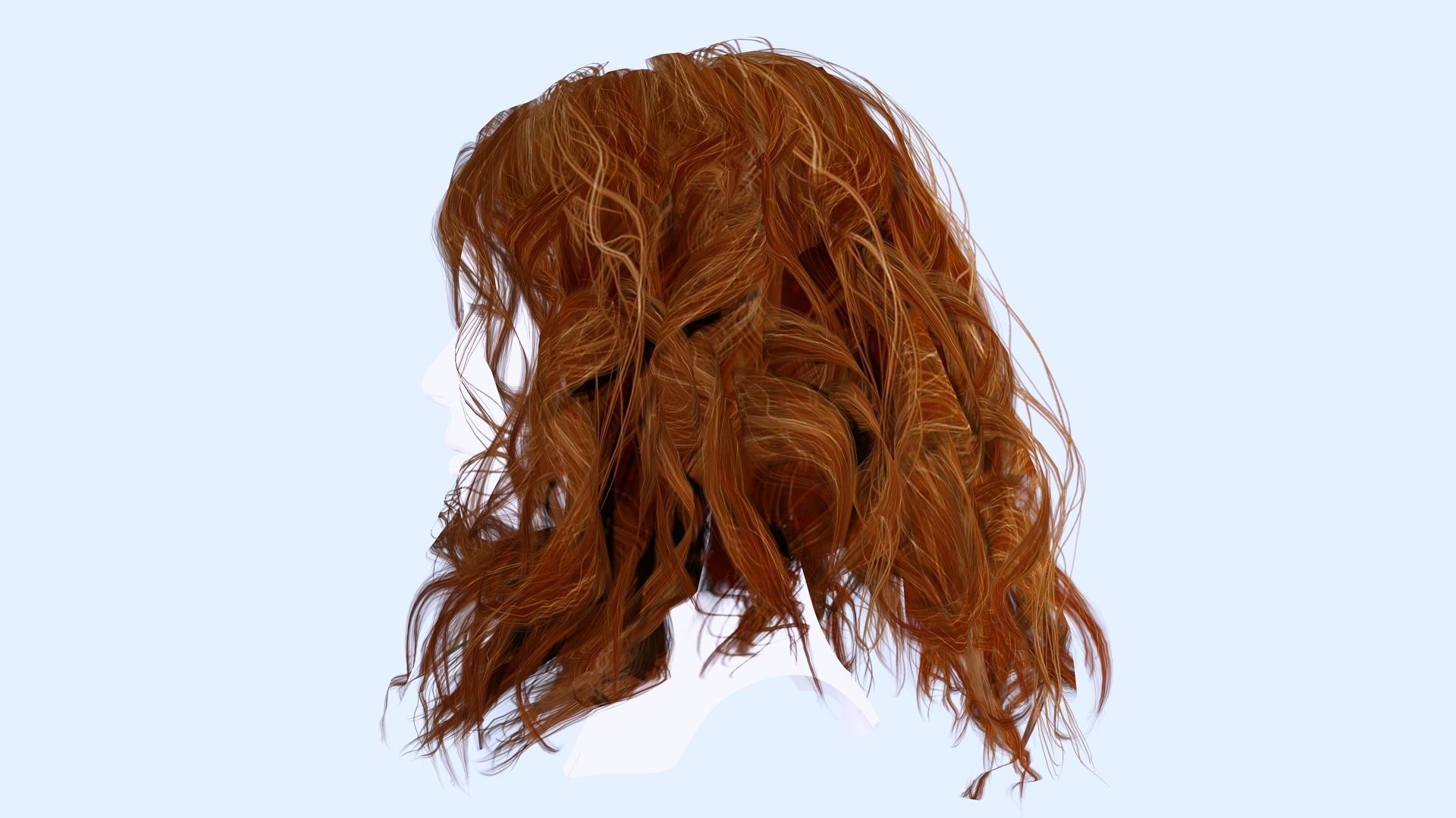 Realistic Female Curly Hair Low-poly 3D model_3