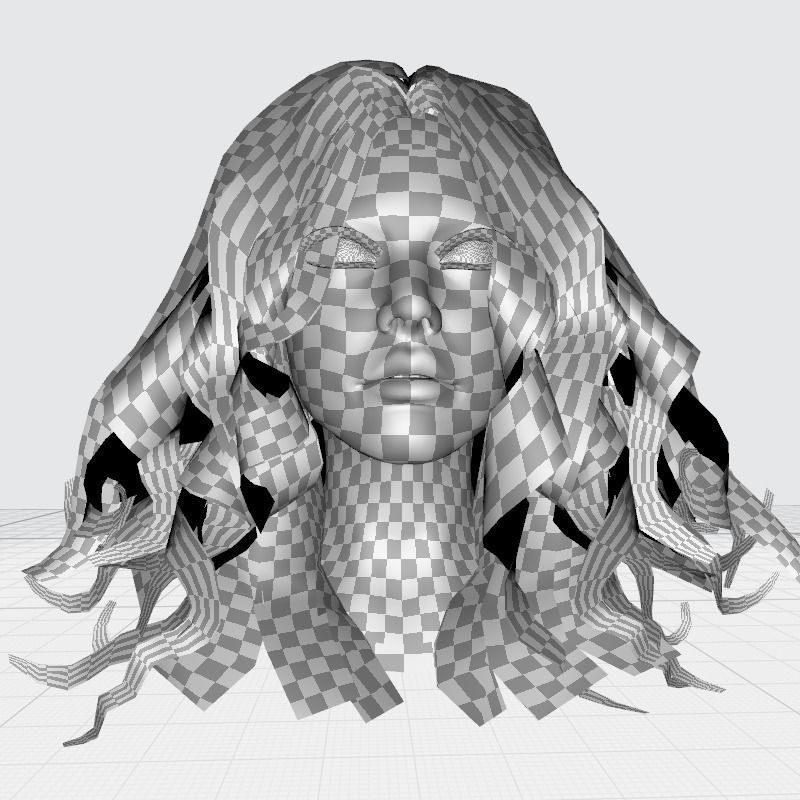 Realistic Female Curly Hair Low-poly 3D model_25