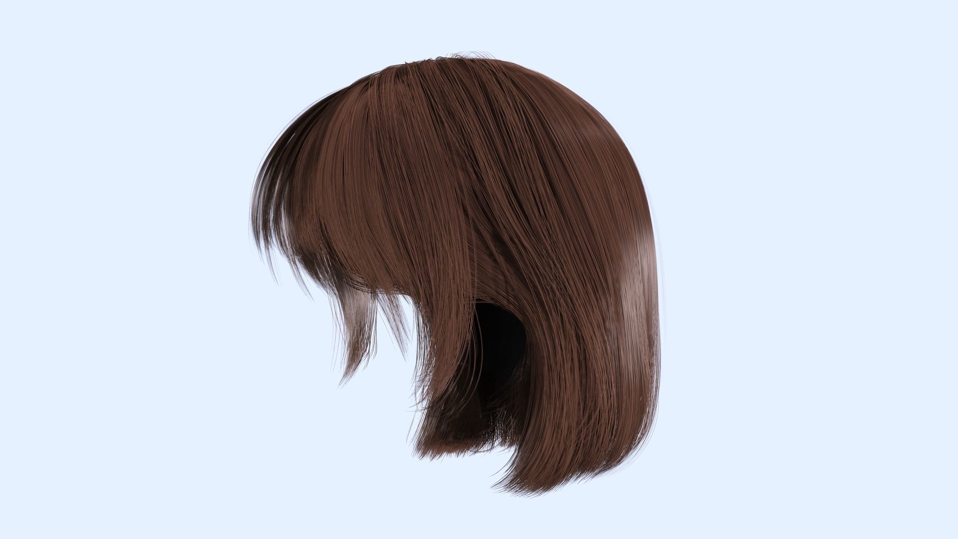 Realistic Female Bob Hair Style Low-poly 3D model_9