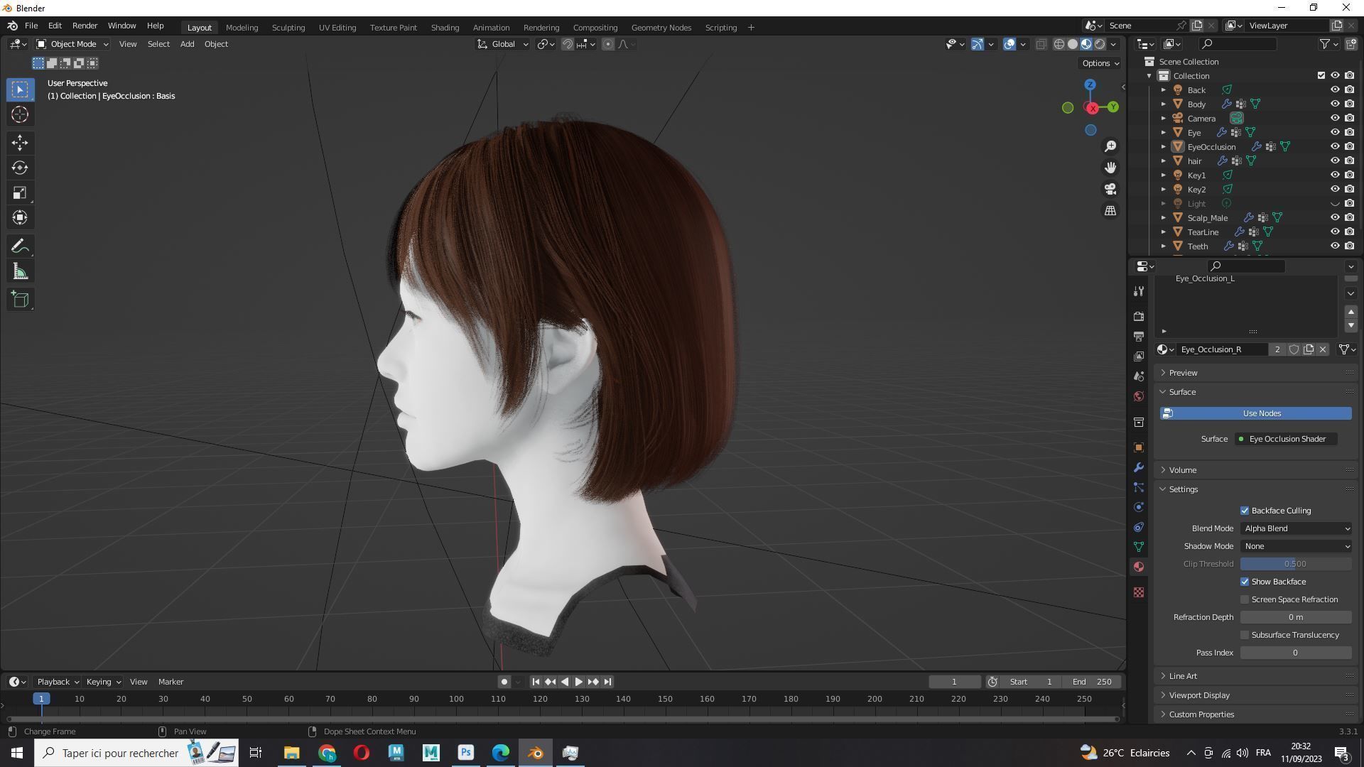 Realistic Female Bob Hair Style Low-poly 3D model_15
