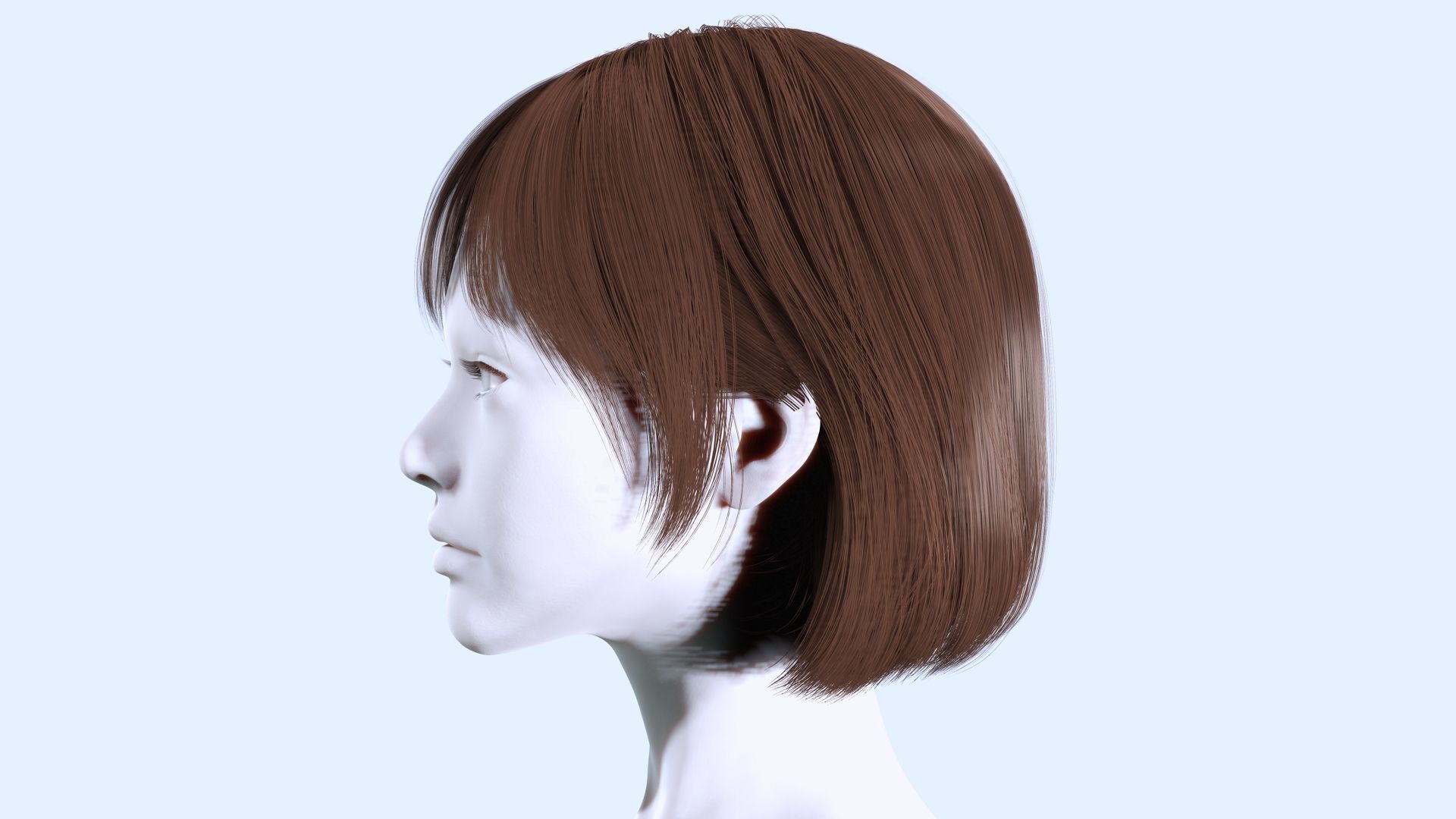 Realistic Female Bob Hair Style Low-poly 3D model_3