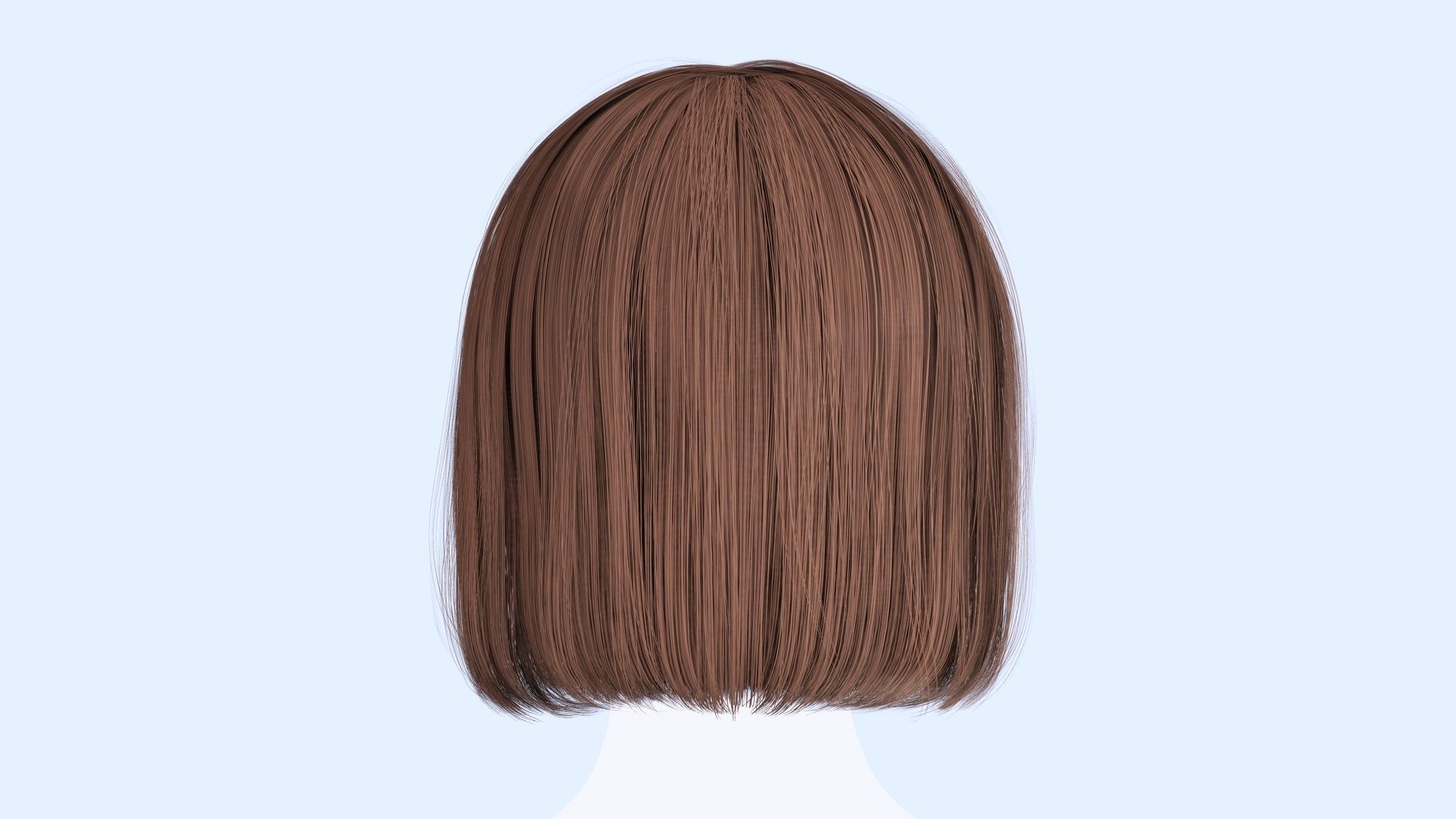 Realistic Female Bob Hair Style Low-poly 3D model_6