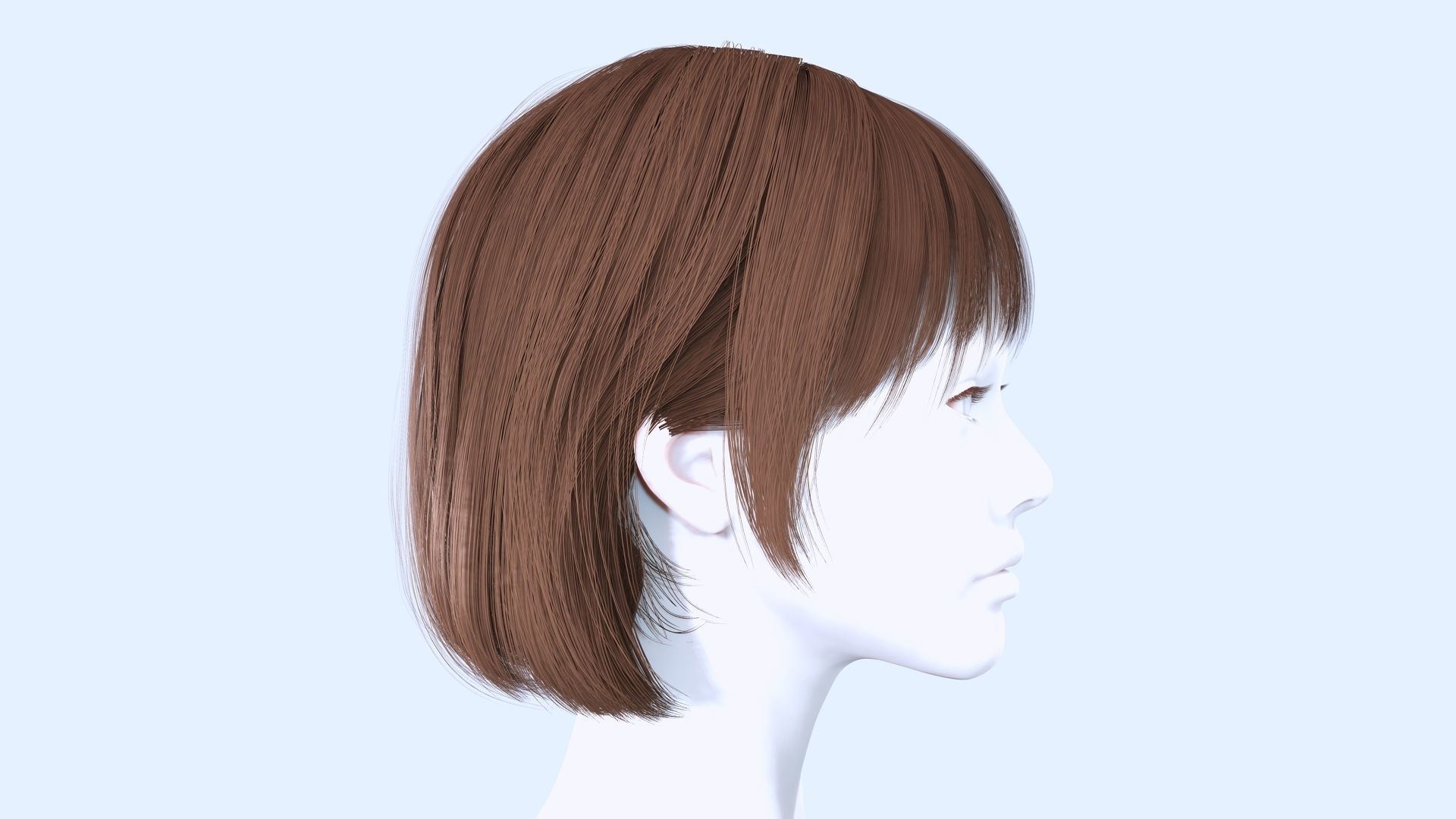 Realistic Female Bob Hair Style Low-poly 3D model_5
