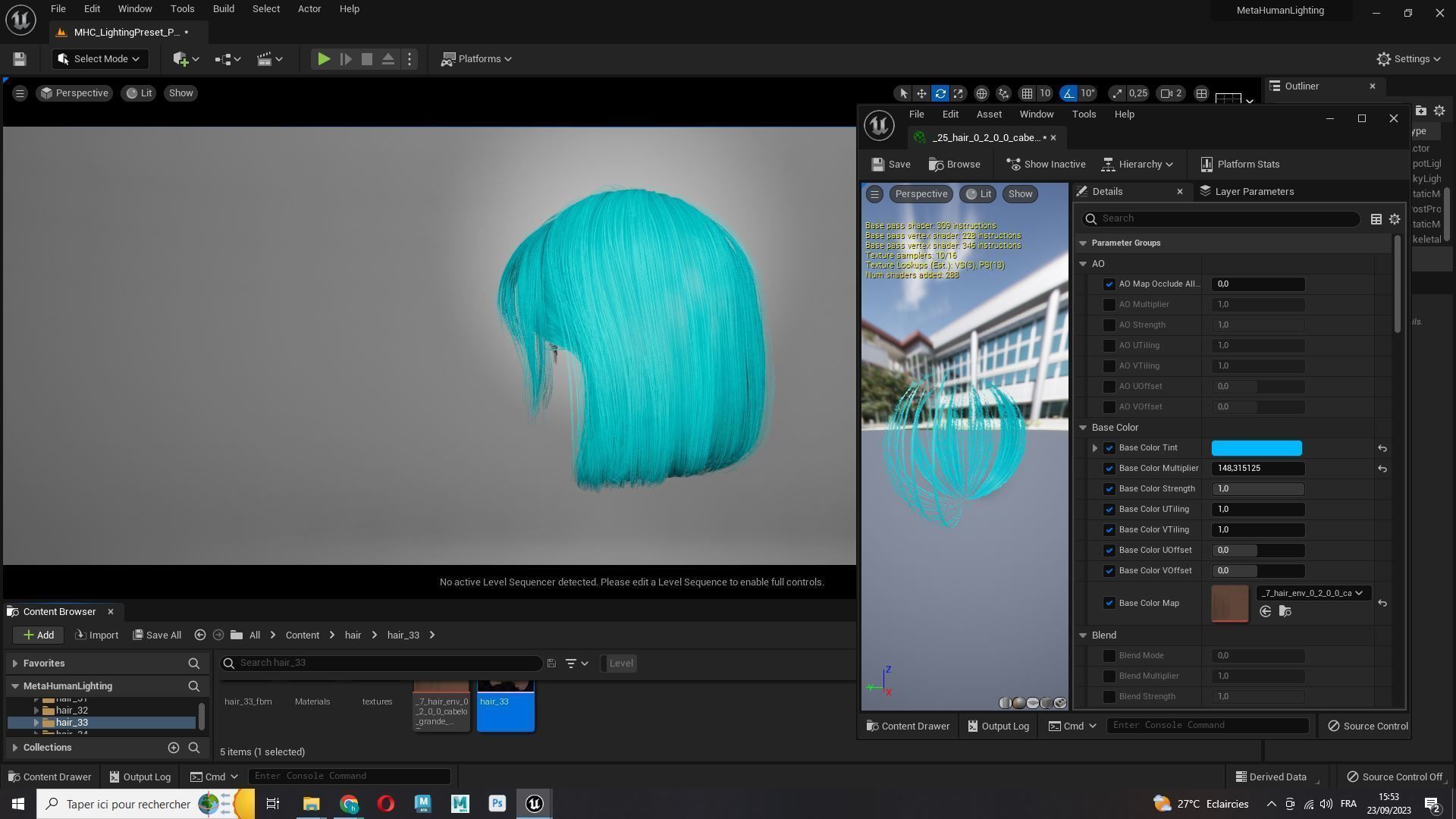 Realistic Female Bob Hair Style Low-poly 3D model_19