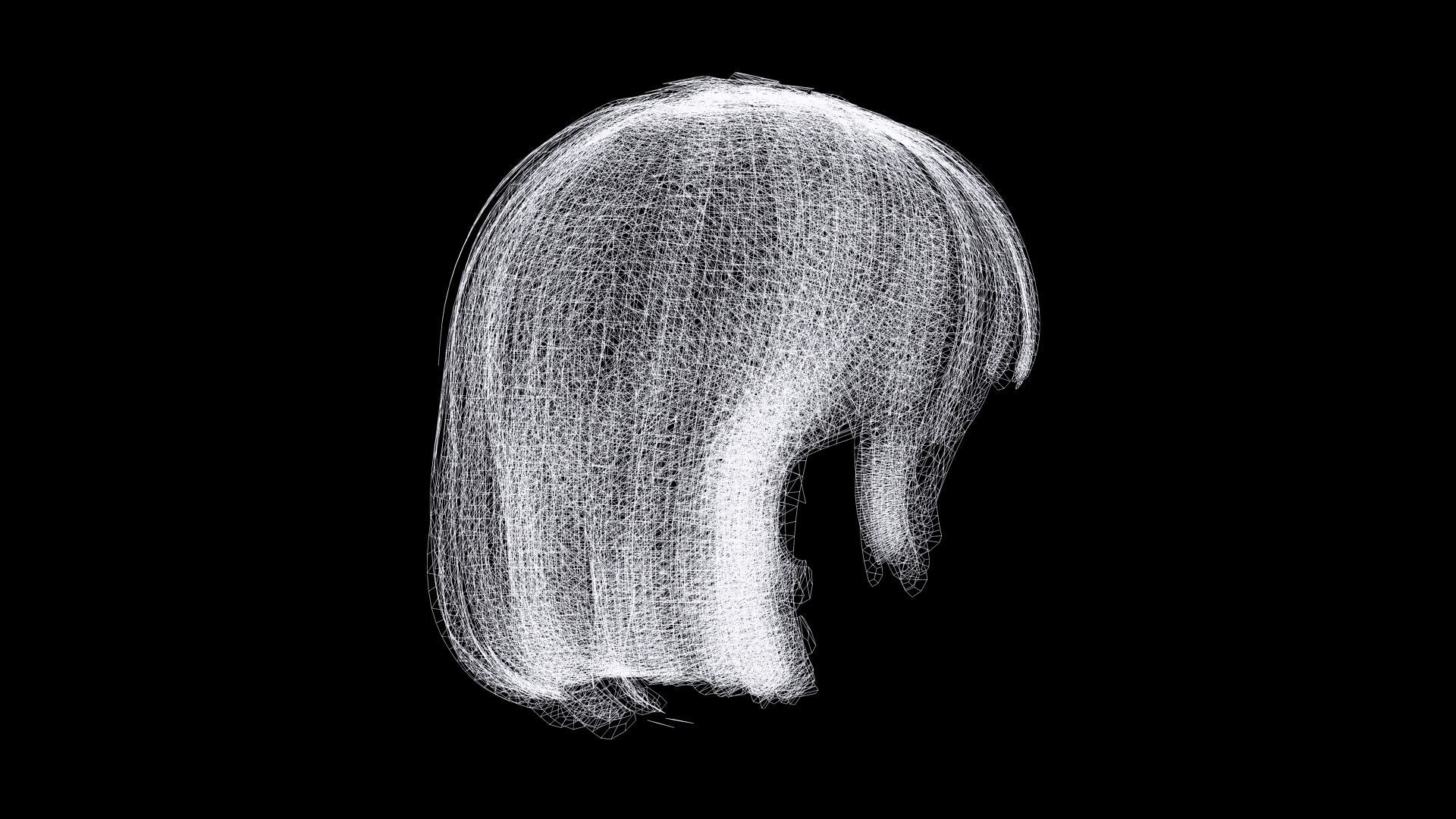 Realistic Female Bob Hair Style Low-poly 3D model_12