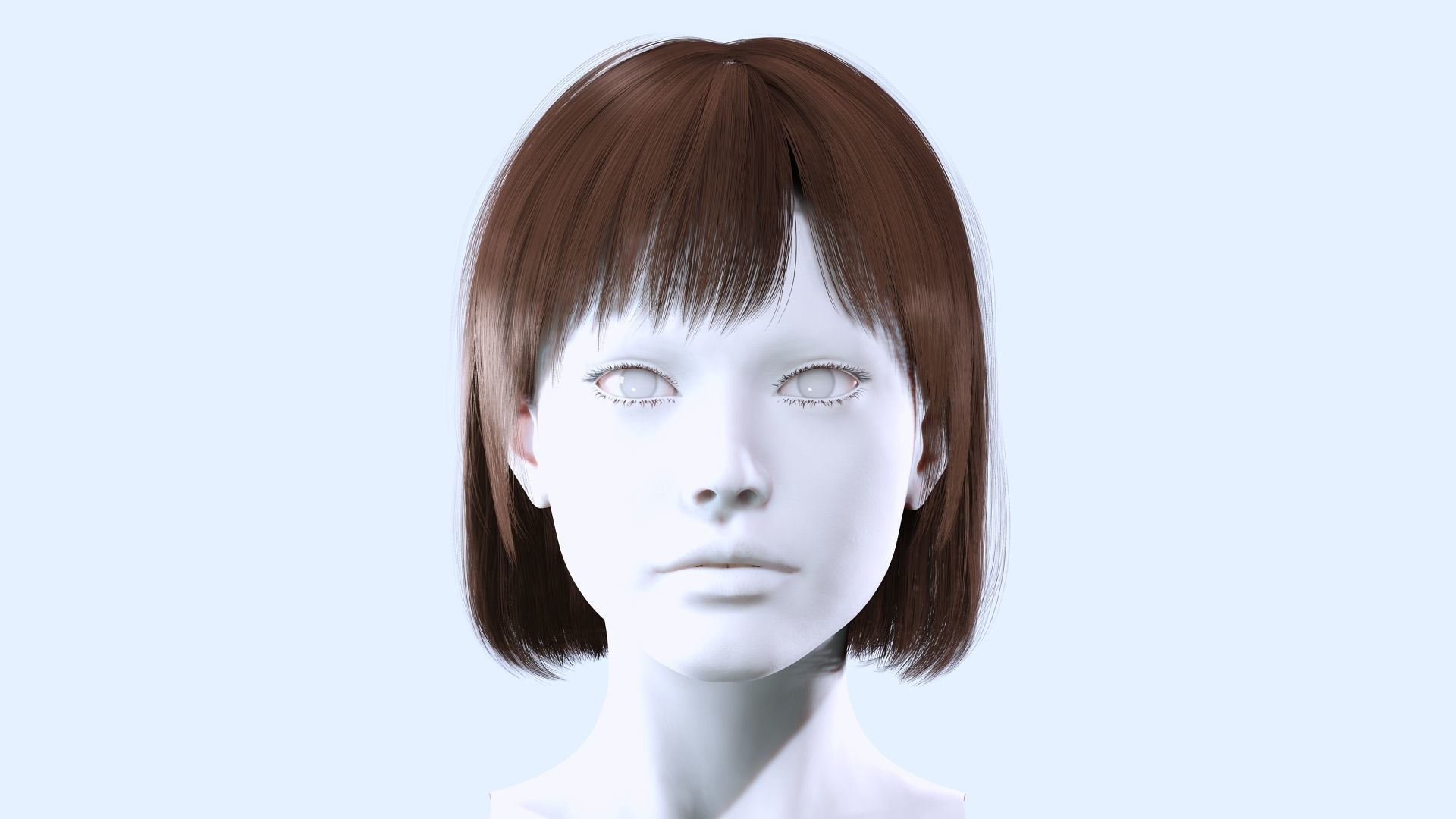 Realistic Female Bob Hair Style Low-poly 3D model_1