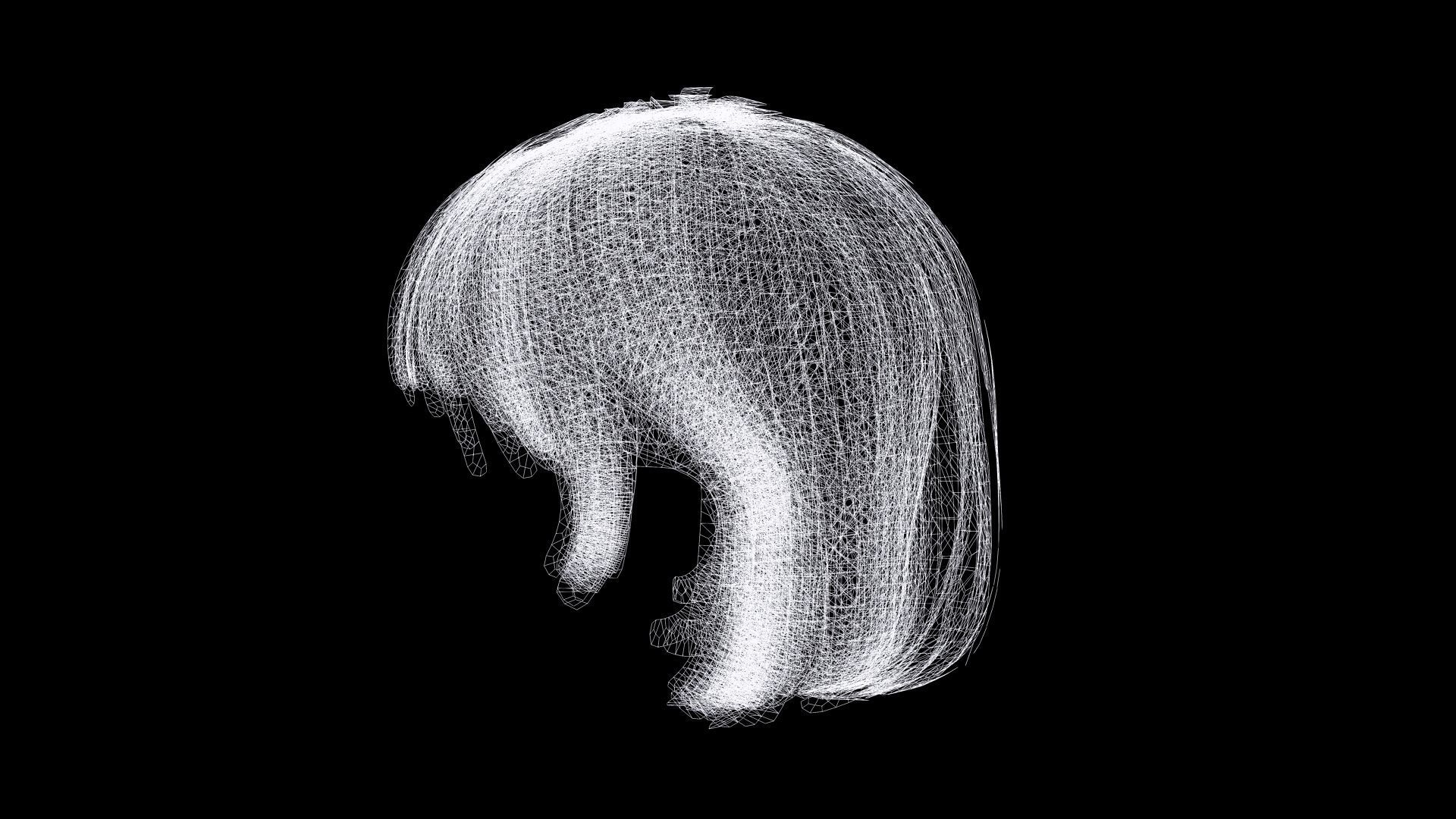 Realistic Female Bob Hair Style Low-poly 3D model_10