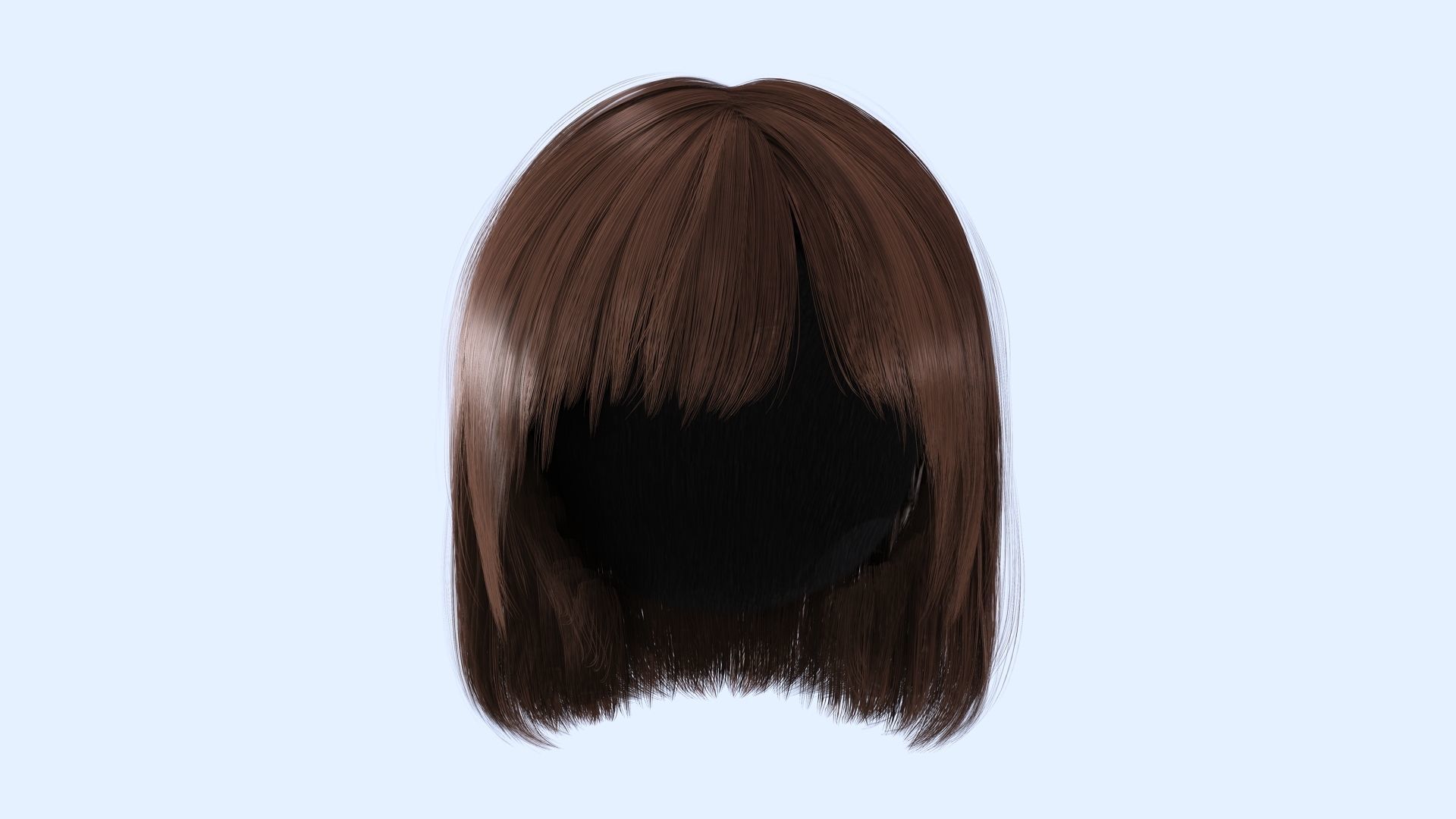 Realistic Female Bob Hair Style Low-poly 3D model_8