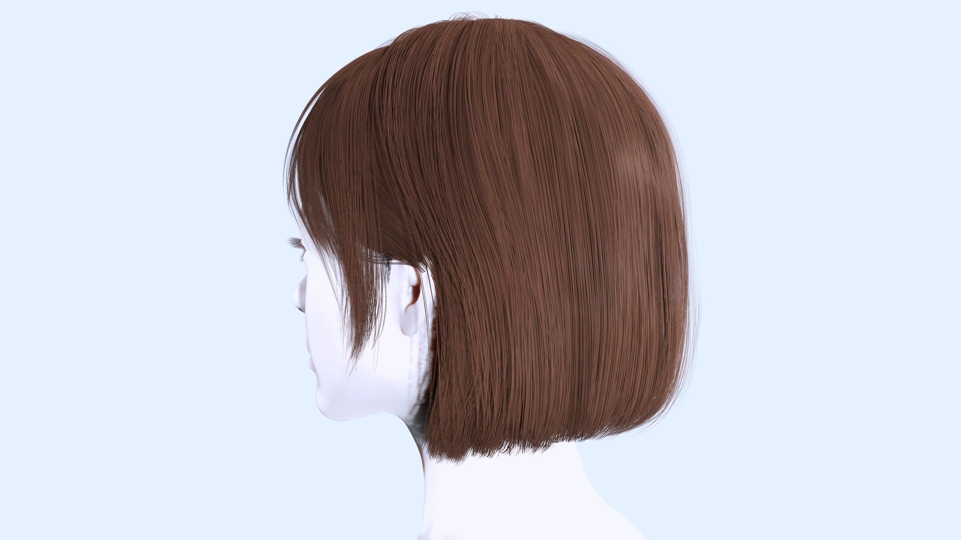 Realistic Female Bob Hair Style Low-poly 3D model_4