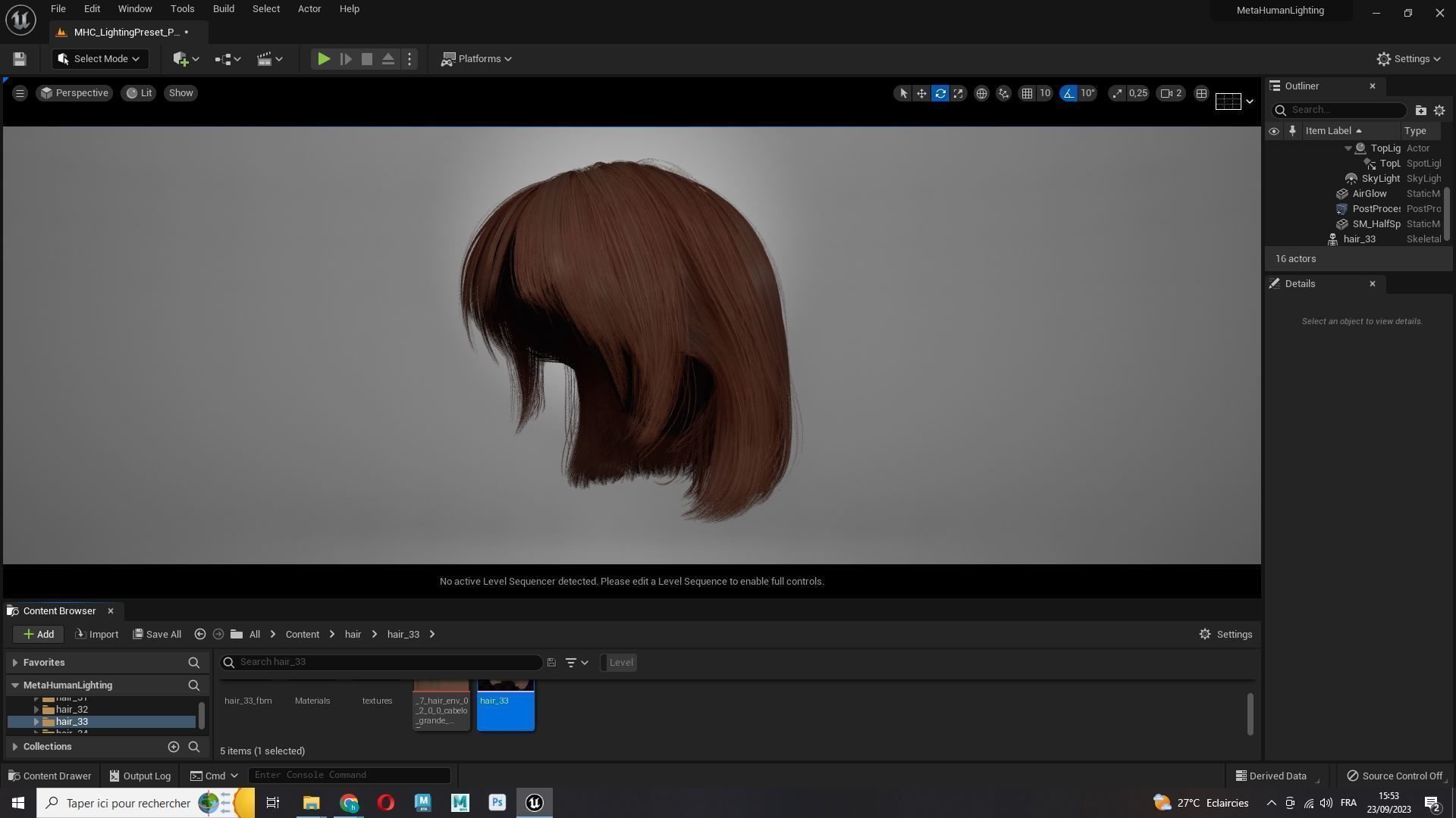 Realistic Female Bob Hair Style Low-poly 3D model_18
