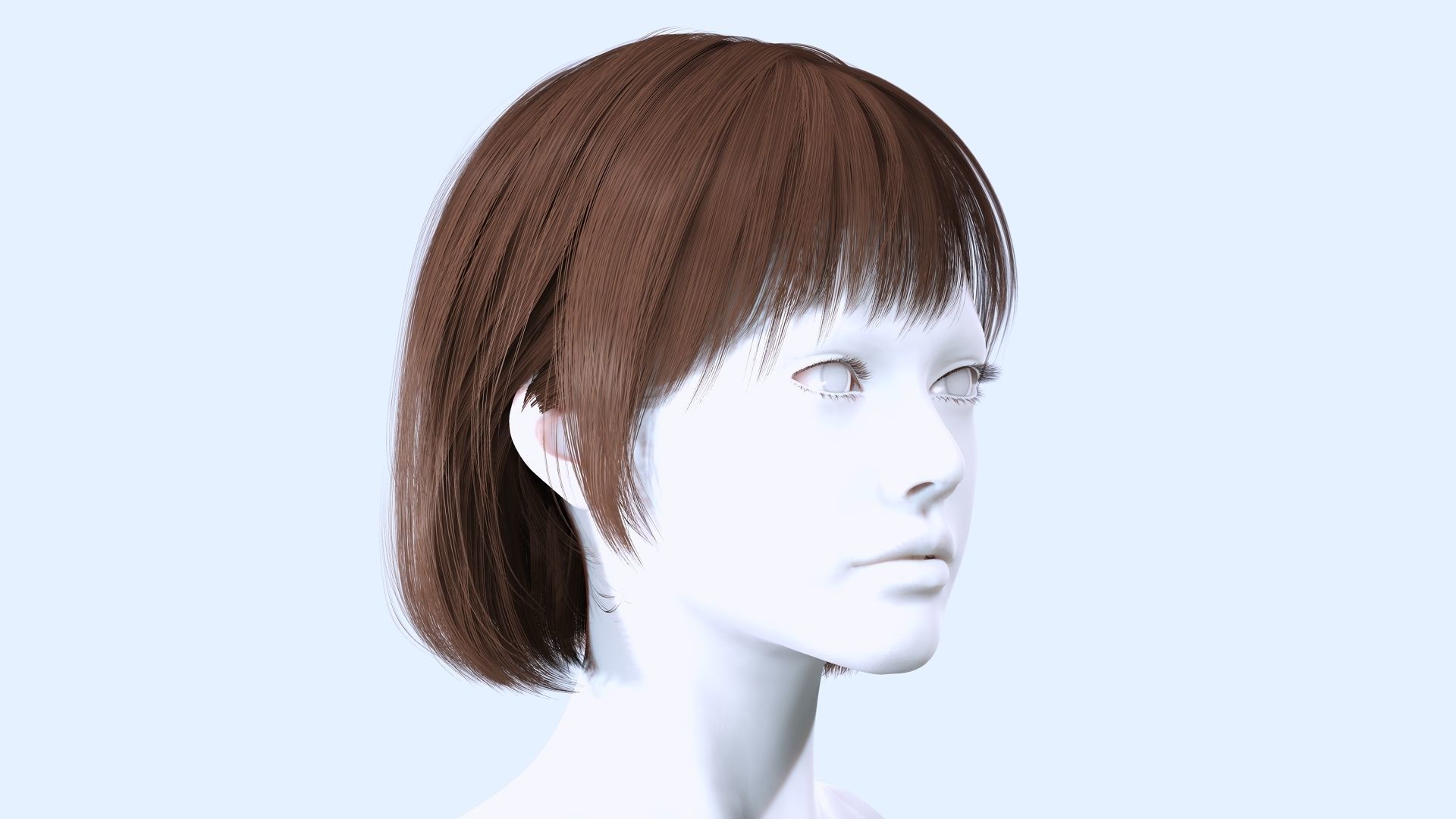 Realistic Female Bob Hair Style Low-poly 3D model_7