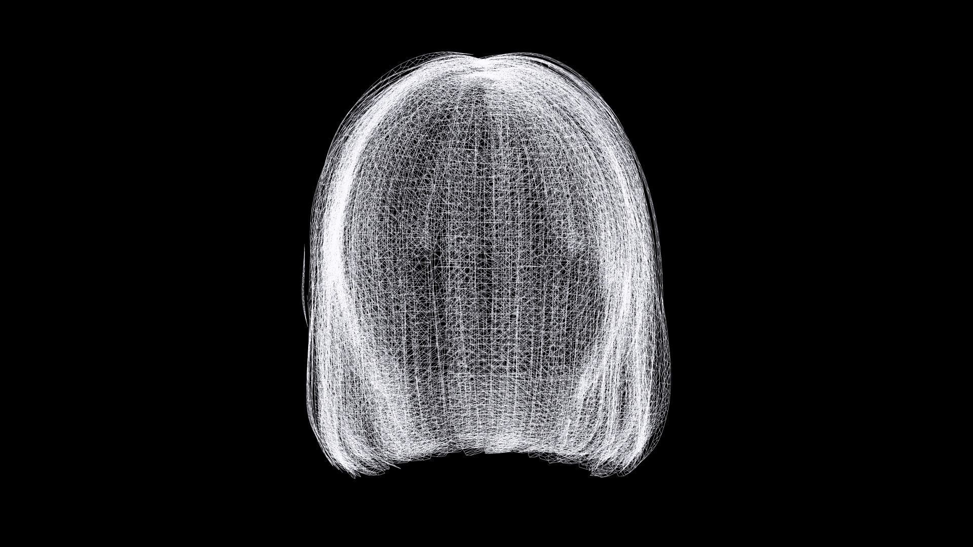 Realistic Female Bob Hair Style Low-poly 3D model_11