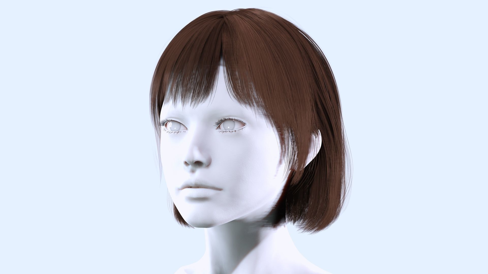 Realistic Female Bob Hair Style Low-poly 3D model_2