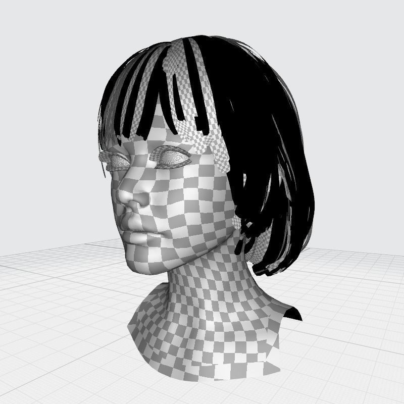 Realistic Female Bob Hair Style Low-poly 3D model_21