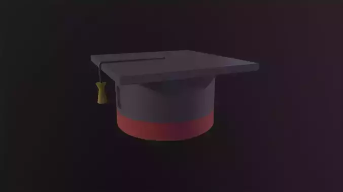 Graduation Hat 3D Model Low-poly 3D model