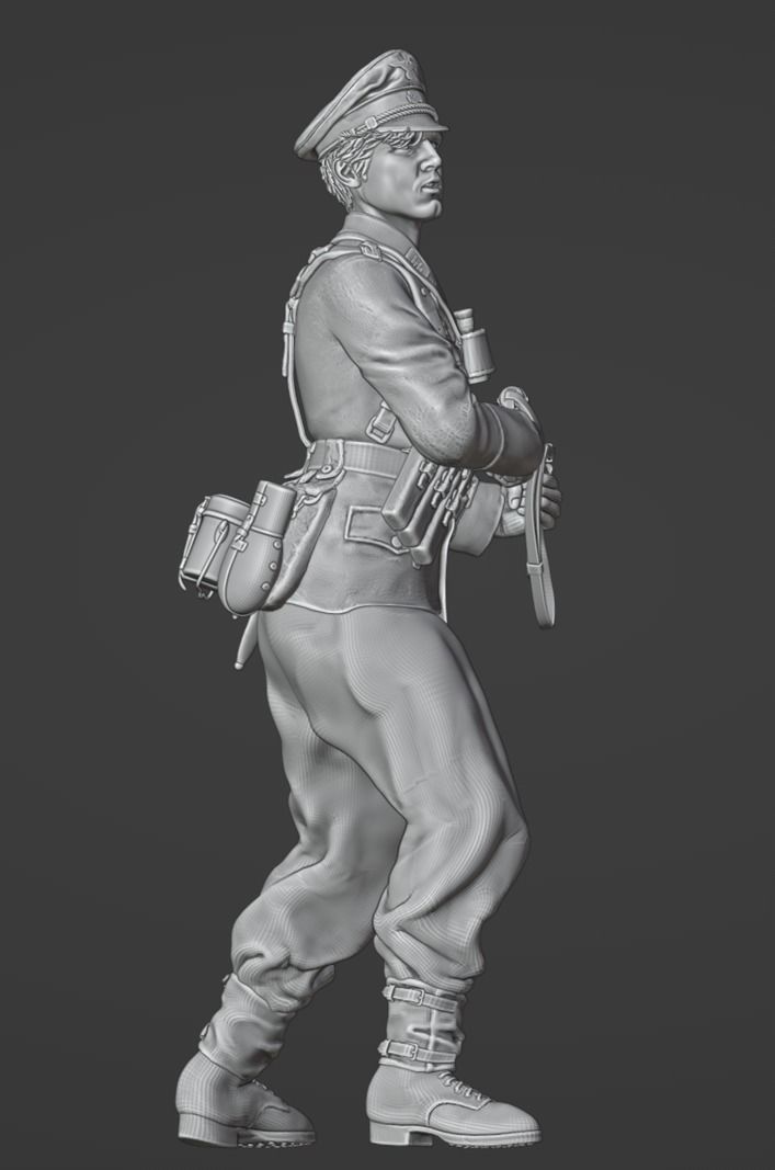 ww2 ger  Obersturmbannfuehrer with hat 1-35  3D print model_1