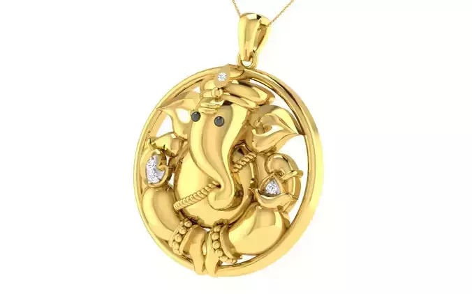 light weight yellow gold  diamond pendent -ZA PN 4223