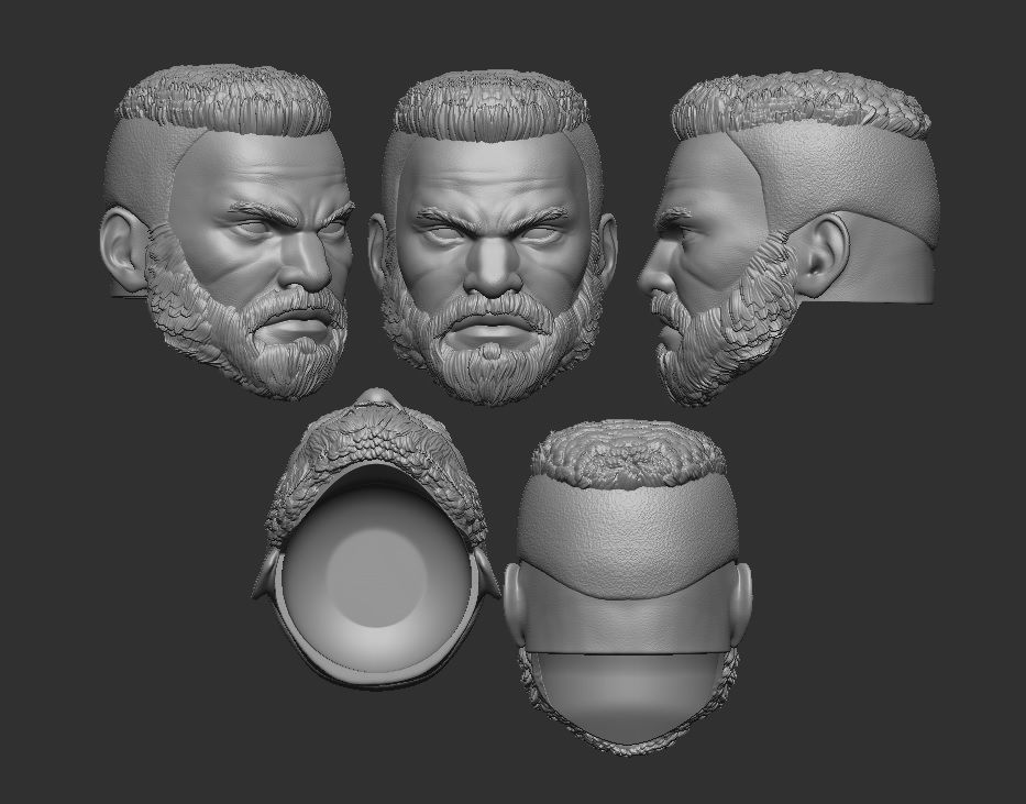 Barret Final Fantasy - Headsculpt for Action Figures 3D print model_1