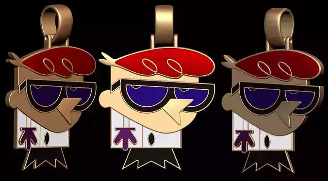 Dexter Cartoon Gold Enamel Pendant  3D print model