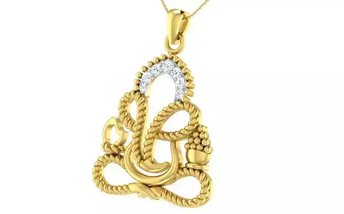 light weight yellow gold  diamond pendent -ZA PN 4234