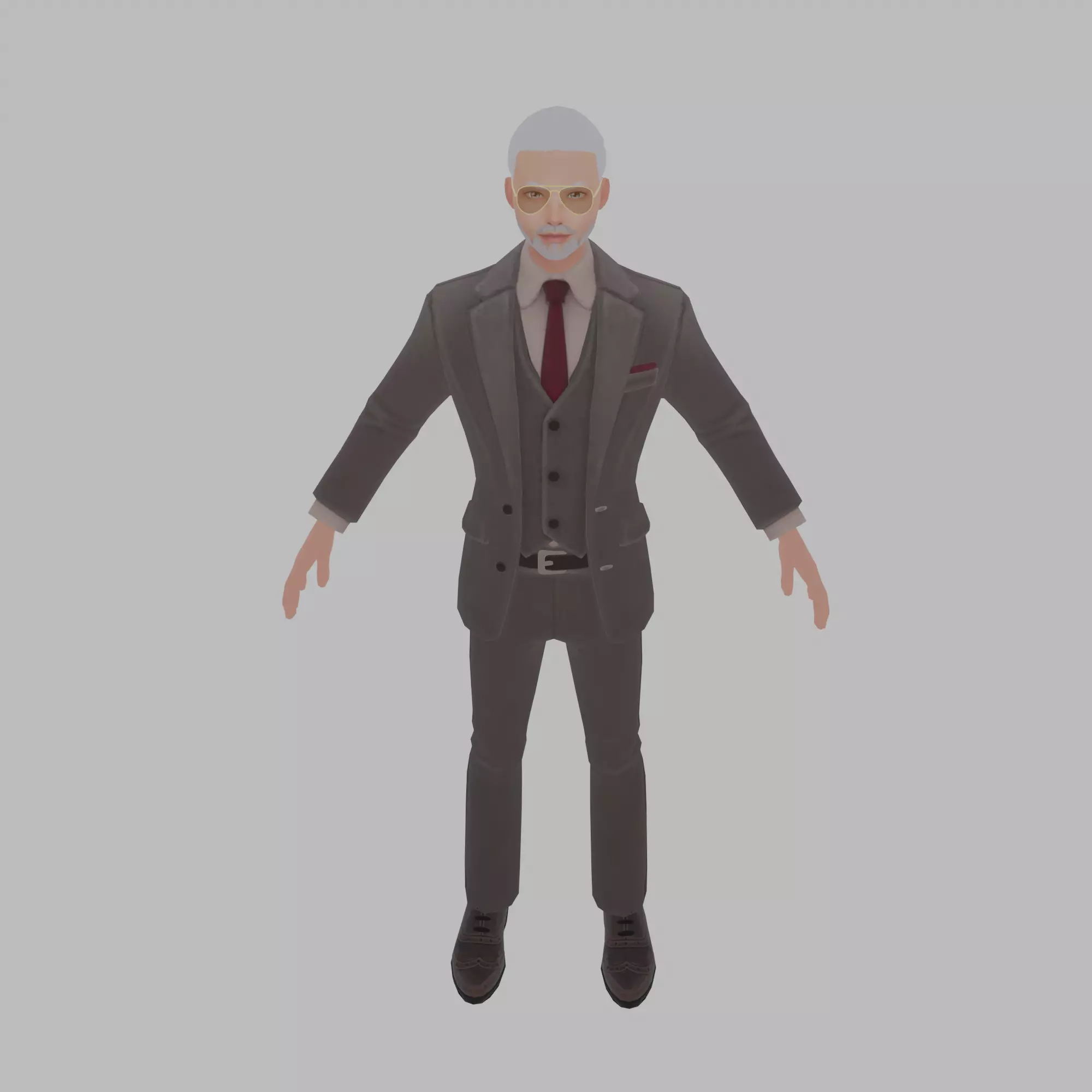 Male character in a suit working 3D model 3D model