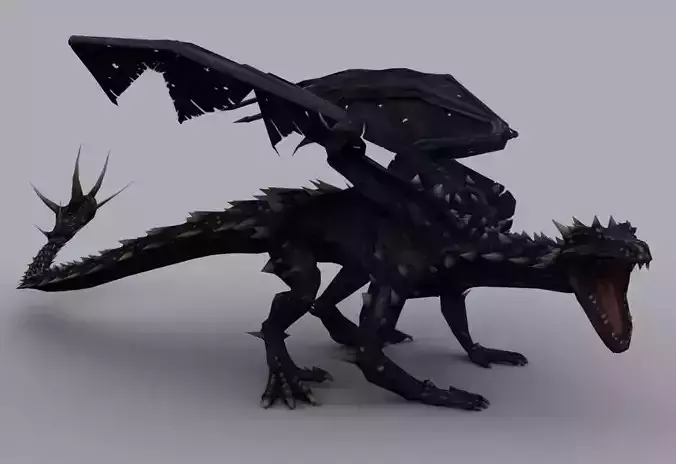 MOUNTAIN DRAGON GAME READY ANIMATED MODEL Low-poly 3D model